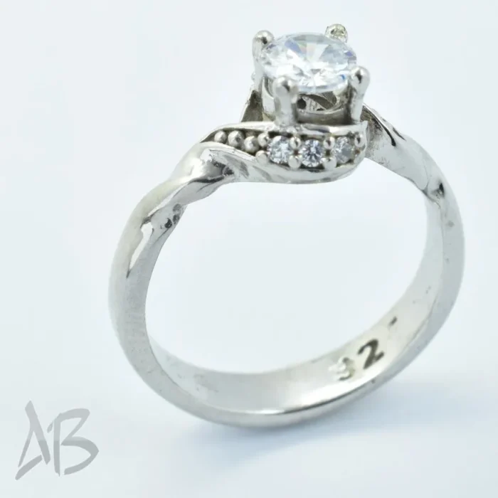 انگشتر نقره زنانه سولیتر ظریف آبکاری رودیوم، کد 362 - Image 6