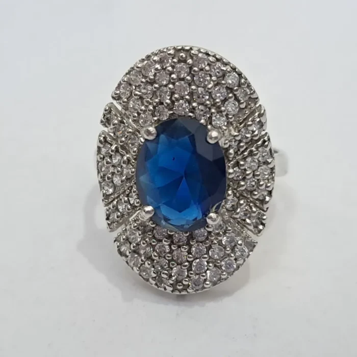 انگشتر نقره زنانه عیار استاندارد پوشش رودیوم رکاب درشت پرنگین مجلسی آقابزرگ کد 365 - Image 4