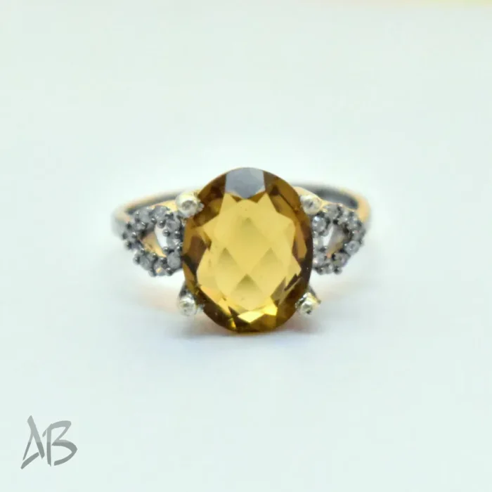 انگشتر نقره زنانه سیترین اصل لیزر کات درشت آقابزرگ کد 370 - Image 4