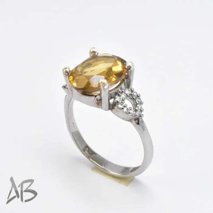 انگشتر نقره زنانه سیترین اصل لیزر کات درشت آقابزرگ کد 370 - Image 5