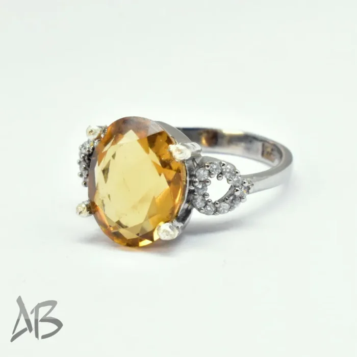 انگشتر نقره زنانه سیترین اصل لیزر کات درشت آقابزرگ کد 370 - Image 6