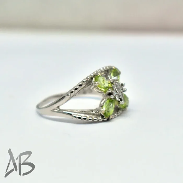 انگشتر نقره زنانه چهار نگینه زبرجد معدنی کد 372 - Image 5