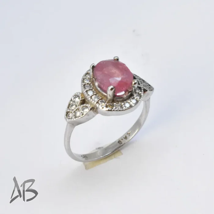 انگشتر نقره زنانه نگین یاقوت صورتی آفریقایی معدنی اصل برلیان کات کد 378 - Image 6