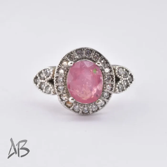 انگشتر نقره زنانه نگین یاقوت صورتی آفریقایی معدنی اصل برلیان کات کد 378 - Image 4