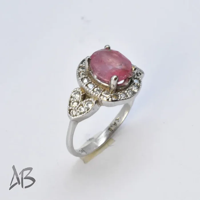 انگشتر نقره زنانه نگین یاقوت صورتی آفریقایی معدنی اصل برلیان کات کد 378 - Image 5