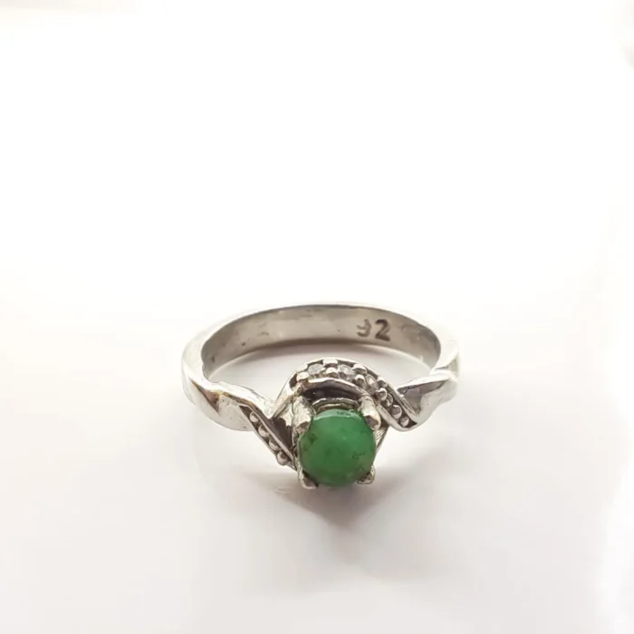 انگشتر نقره زنانه نگین زمرد اصل معدنی، رکاب نقره استرلینگ سایز 6، کد 383 - Image 4