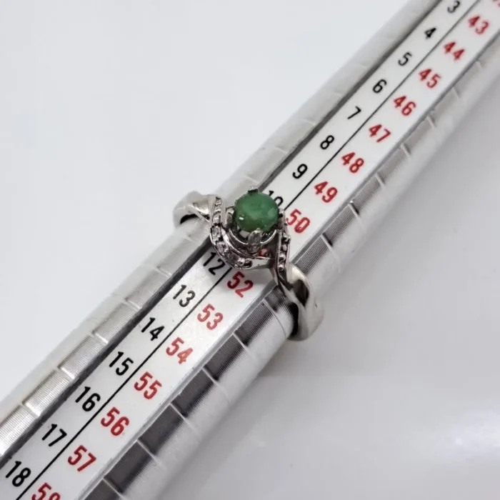 انگشتر نقره زنانه نگین زمرد اصل معدنی، رکاب نقره استرلینگ سایز 6، کد 383 - Image 5
