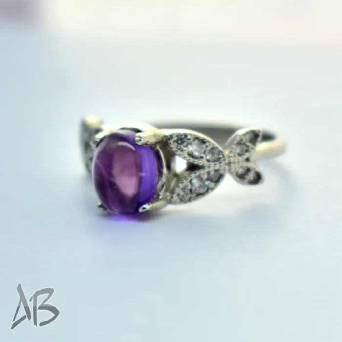 انگشتر نقره زنانه آمتیست (آماتیست) اصل تراش کابوشن آقابزرگ Am12 - Image 7