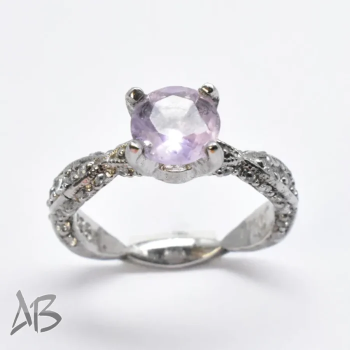 انگشتر نقره زنانه آمتیست اصل با رکابی بسیار زیبا آقابزرگ Am14 - Image 12