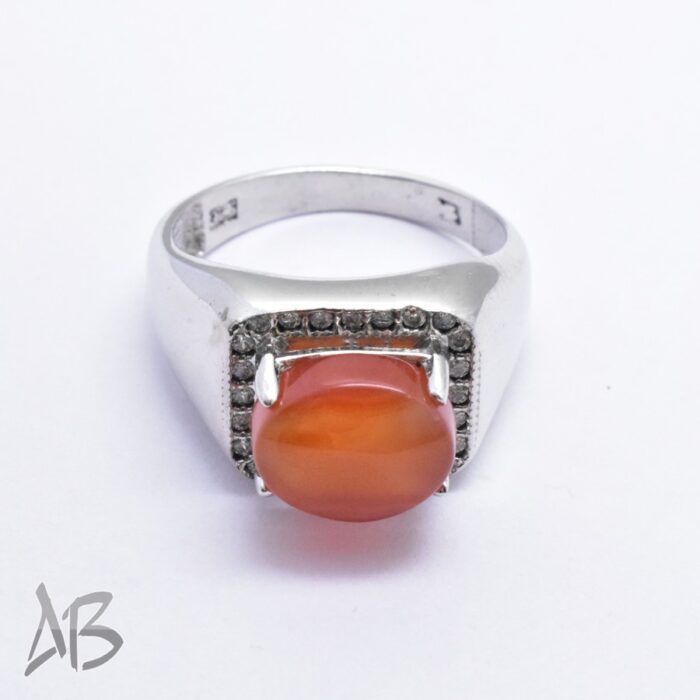 انگشتر مردانه نقره با نگین عقیق یمنی دامله درشت آقابزرگ کد M217 - Image 5