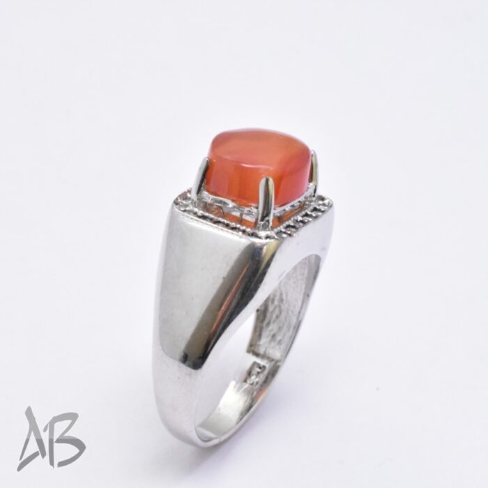 انگشتر مردانه نقره با نگین عقیق یمنی دامله درشت آقابزرگ کد M217 - Image 6