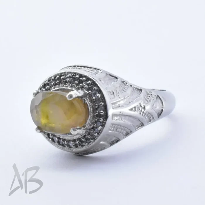 M220 (2) انگشتر مردانه نقره یاقوت زرد درشت و رکاب بسیار زیبا کد M220 - Image 3