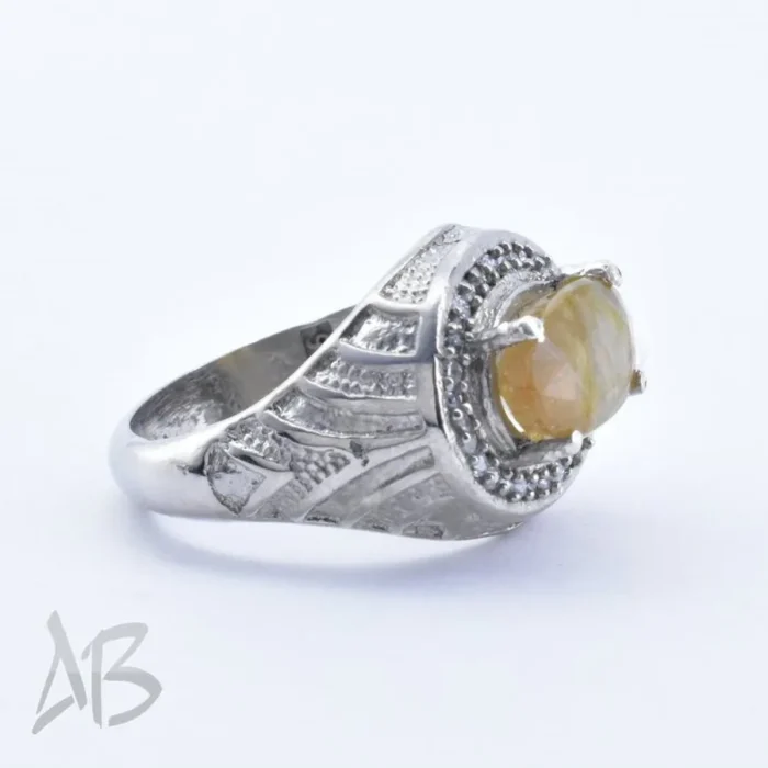 M220 (3) انگشتر مردانه نقره یاقوت زرد درشت و رکاب بسیار زیبا کد M220 - Image 4