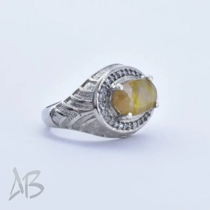 M220 (4) انگشتر مردانه نقره یاقوت زرد درشت و رکاب بسیار زیبا کد M220 - Image 5