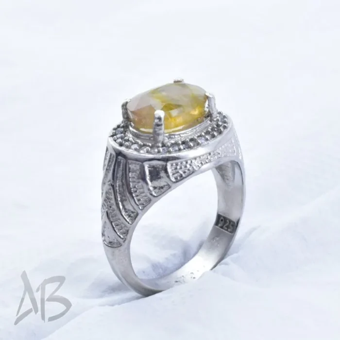 M220 (5) انگشتر مردانه نقره یاقوت زرد درشت و رکاب بسیار زیبا کد M220 - Image 6