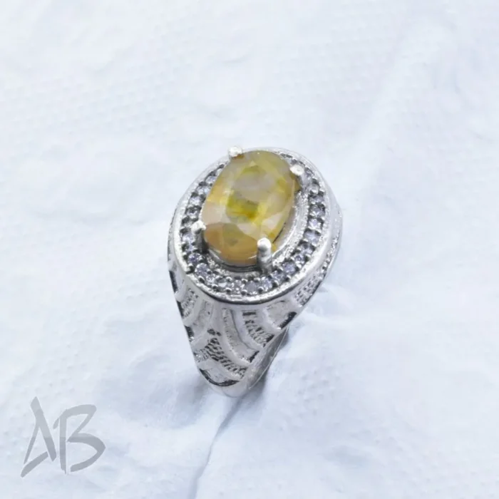 M220 (6) انگشتر مردانه نقره یاقوت زرد درشت و رکاب بسیار زیبا کد M220 - Image 7