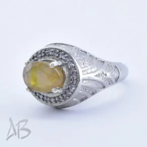 انگشتر نقره مردانه با نگین یاقوت زرد