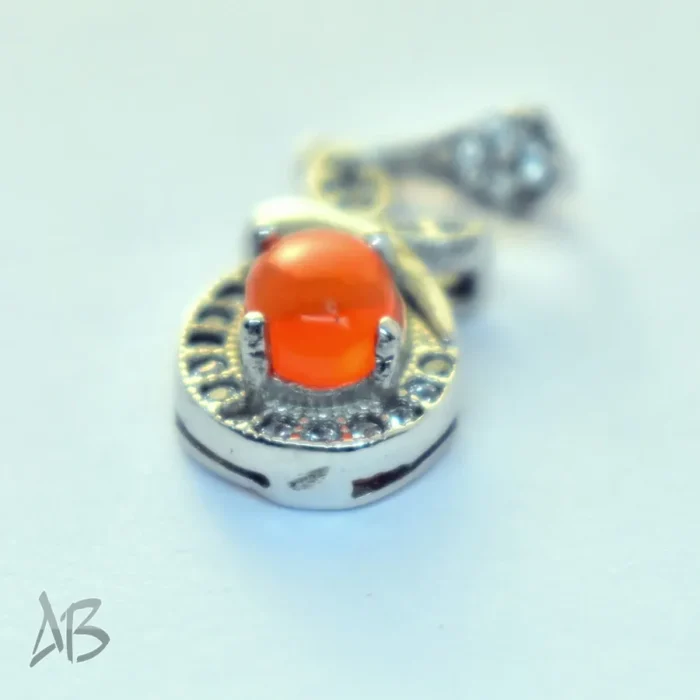 گردنبند نقره (مدالی) جدید اپال نارنجی دامله سبک و بسیار زیبا کد Med113 - Image 5