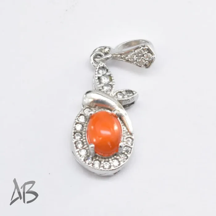 گردنبند نقره (مدالی) جدید اپال نارنجی دامله سبک و بسیار زیبا کد Med113 - Image 6