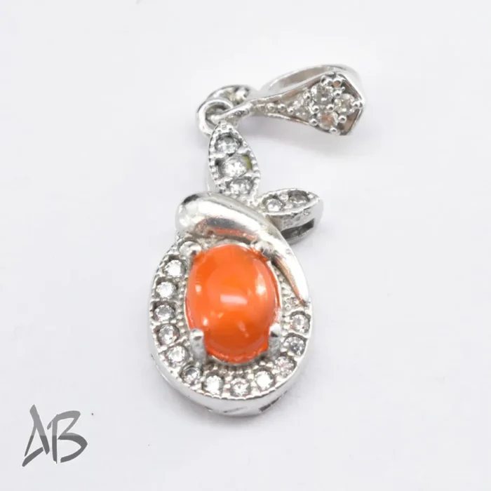 گردنبند نقره (مدالی) جدید اپال نارنجی دامله سبک و بسیار زیبا کد Med113 - Image 8