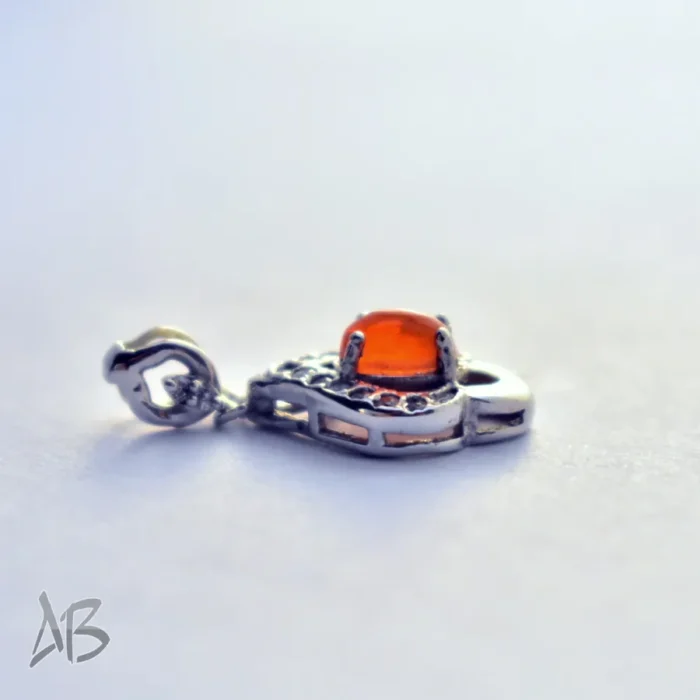 گردنبند نقره (مدالی) جدید اپال نارنجی کابوشن سبک و شیک آقابزرگ کد Med114 - Image 4