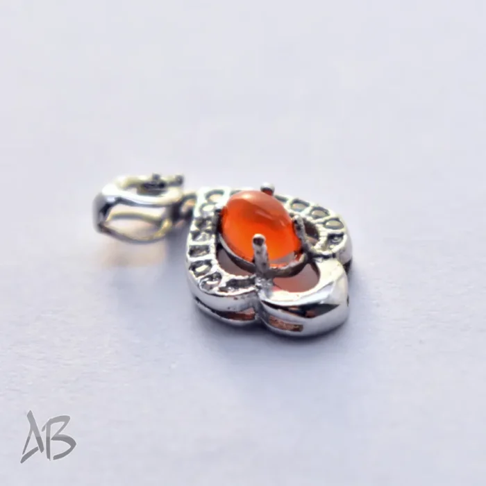 گردنبند نقره (مدالی) جدید اپال نارنجی کابوشن سبک و شیک آقابزرگ کد Med114 - Image 5