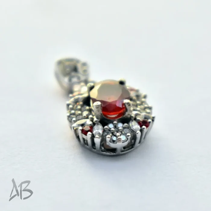 گردنبند یا مدالی نقره 925 با نگین گارنت اصل آقابزرگ کد Med115 - Image 3