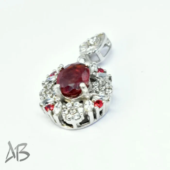 گردنبند یا مدالی نقره 925 با نگین گارنت اصل آقابزرگ کد Med115 - Image 6