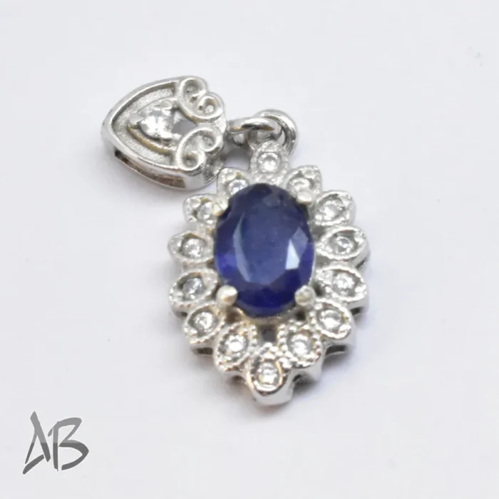 گردنبند نقره (مدالی) اصل یاقوت کبود سبک و ظریف آقابزرگ کد Med116 - Image 7