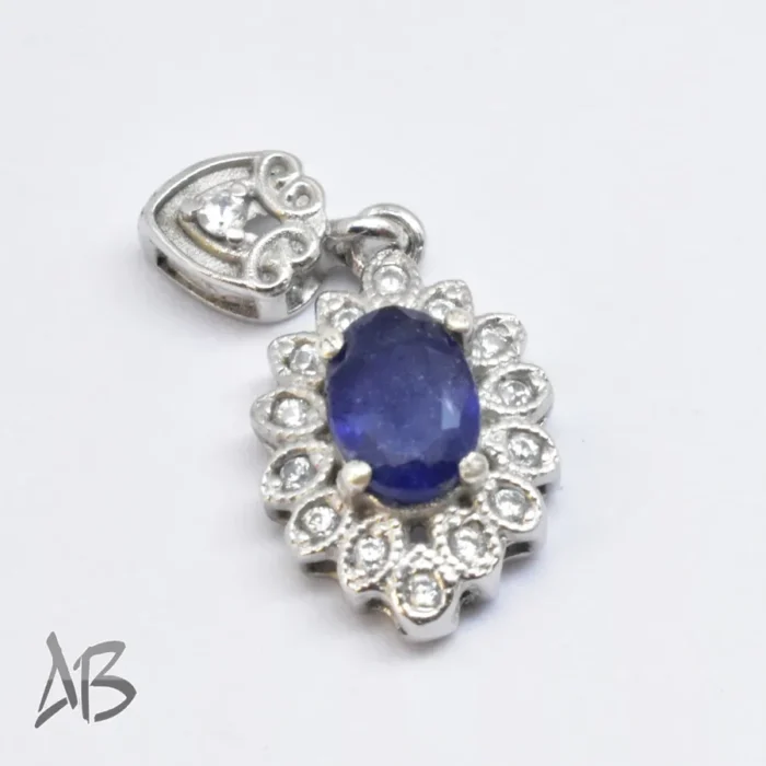 گردنبند نقره (مدالی) اصل یاقوت کبود سبک و ظریف آقابزرگ کد Med116 - Image 8