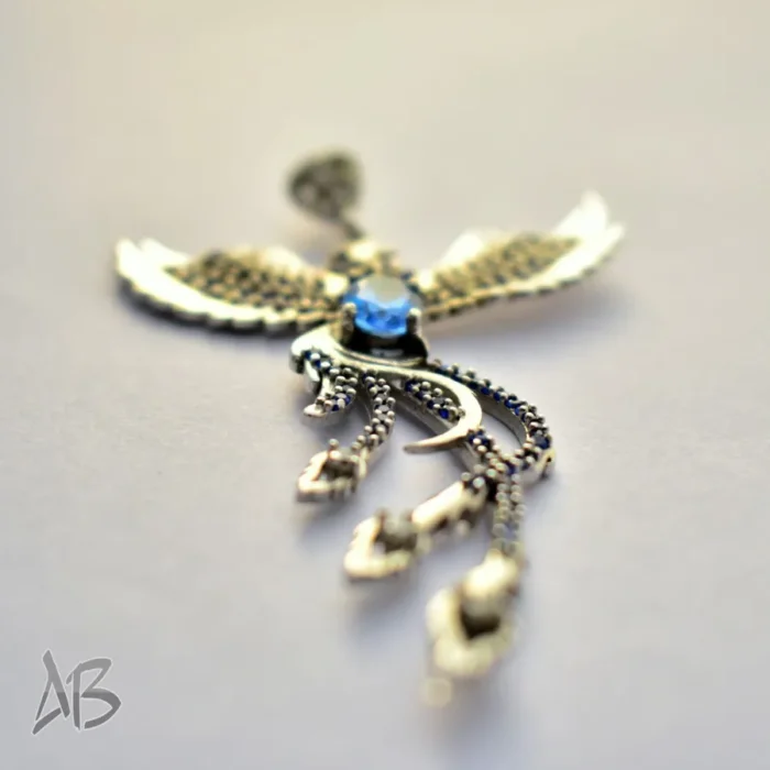 گردنبند نقره اصل (مدالی) نگین توپاز اصل برلیان کات با نگین‌های سنتتیک رنگی کد Med118 - Image 7