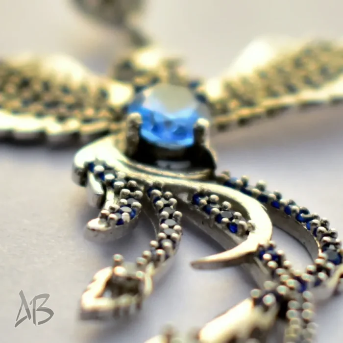 گردنبند نقره اصل (مدالی) نگین توپاز اصل برلیان کات با نگین‌های سنتتیک رنگی کد Med118 - Image 8