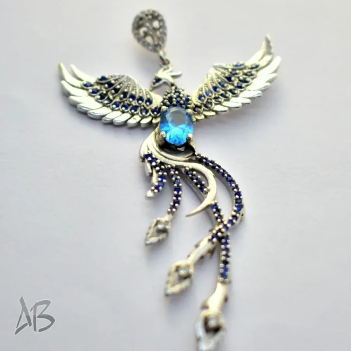 گردنبند نقره اصل (مدالی) نگین توپاز اصل برلیان کات با نگین‌های سنتتیک رنگی کد Med118 - Image 4