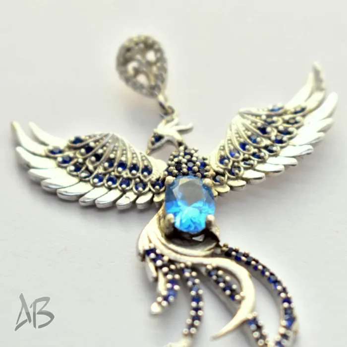 گردنبند نقره اصل (مدالی) نگین توپاز اصل برلیان کات با نگین‌های سنتتیک رنگی کد Med118 - Image 3