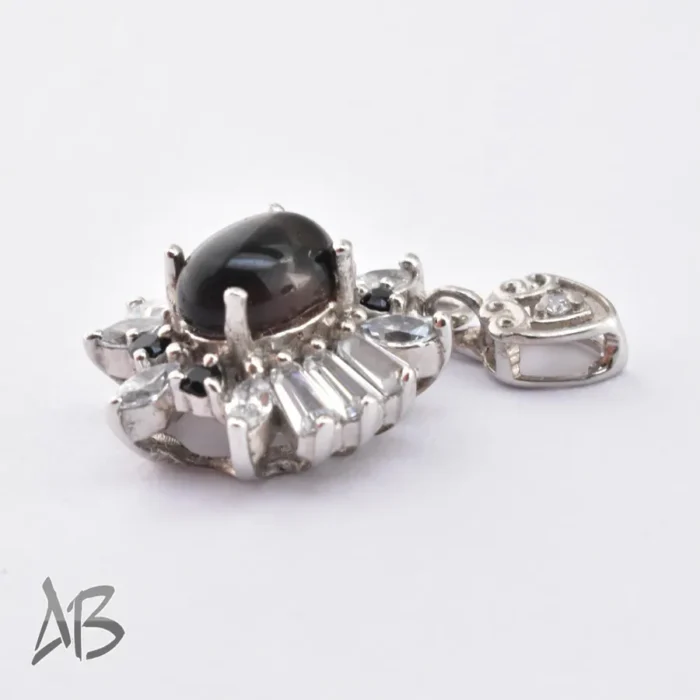 گردنبند یا مدالی نقره اصل زنانه نگین اسموکی کوارتز سبک و ظریف آقابزرگ کد Med123 - Image 5