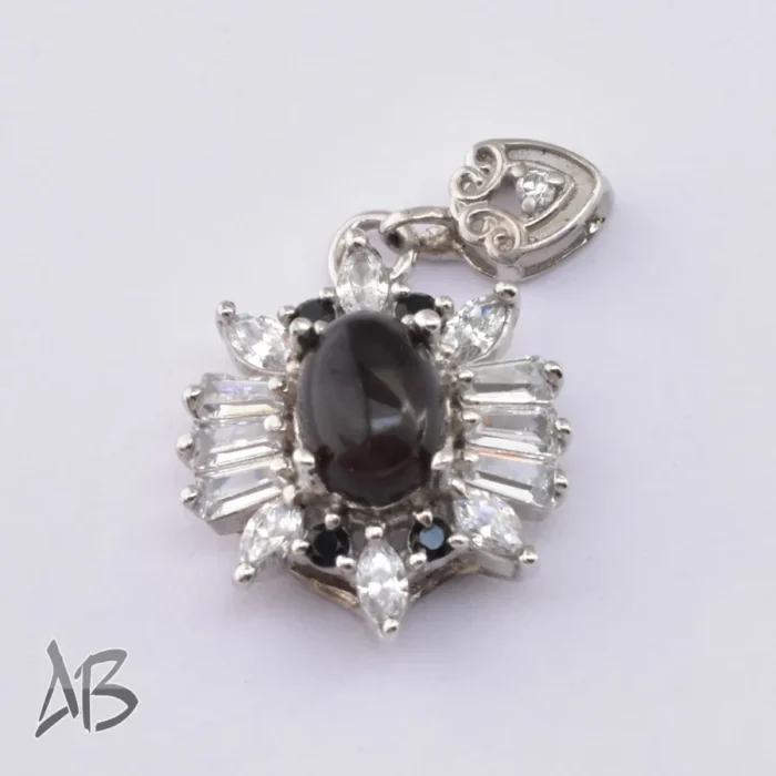 گردنبند یا مدالی نقره اصل زنانه نگین اسموکی کوارتز سبک و ظریف آقابزرگ کد Med123 - Image 6