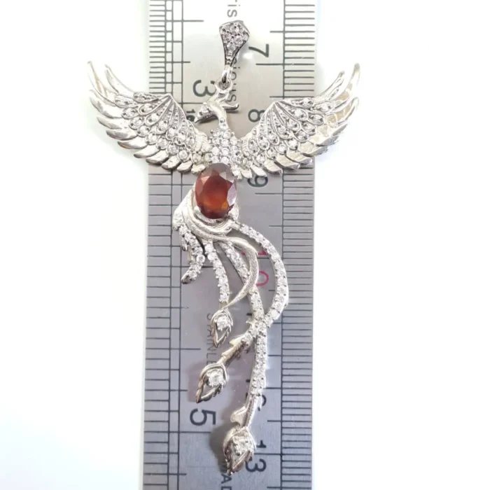 گردنبند یا مدالی نقره عیار استاندارد با نگین گارنت اصل معدنی آقابزرگ کد Med125 - Image 3