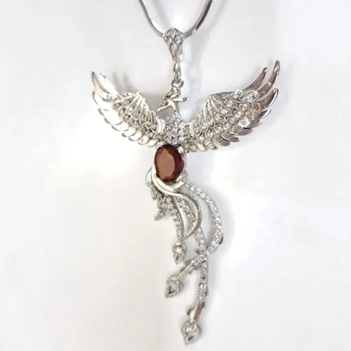 گردنبند یا مدالی نقره عیار استاندارد با نگین گارنت اصل معدنی آقابزرگ کد Med125 - Image 4