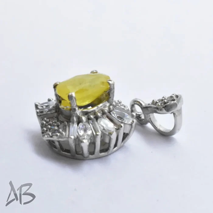 گردنبند نقره (مدالی) اصل یاقوت زرد طرح زیبا و سبک آقابزرگ کد Med127 - Image 5