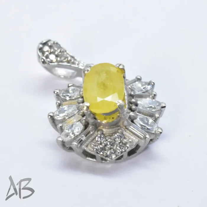 گردنبند نقره (مدالی) اصل یاقوت زرد طرح زیبا و سبک آقابزرگ کد Med127 - Image 6