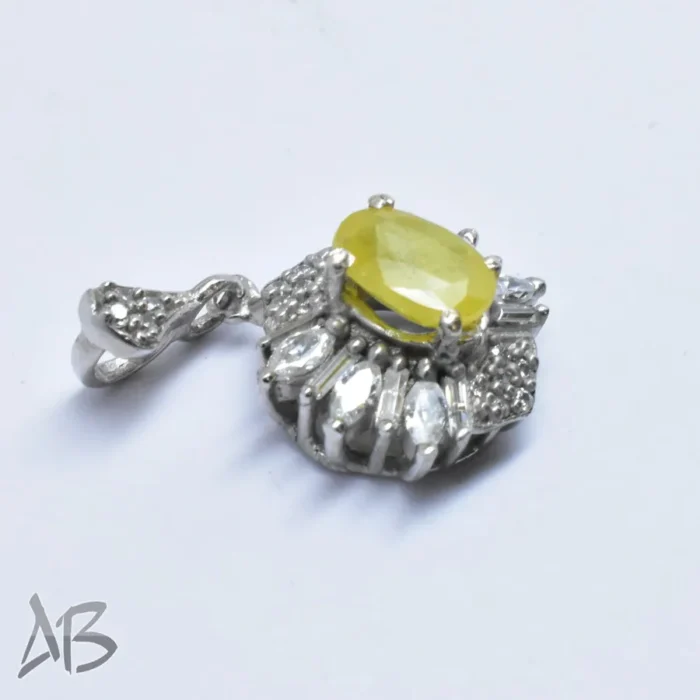 گردنبند نقره (مدالی) اصل یاقوت زرد طرح زیبا و سبک آقابزرگ کد Med127 - Image 7