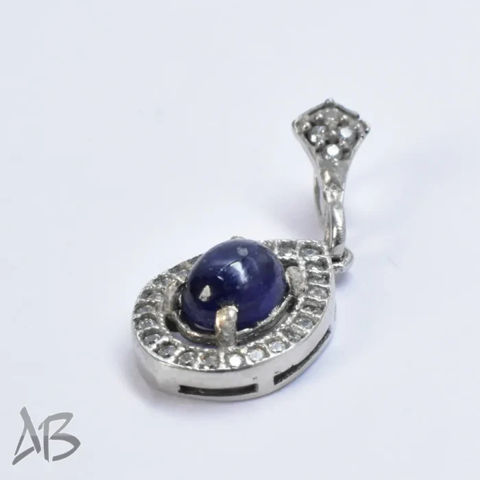 گردنبند نقره (مدالی) اصل یاقوت کبود سبک و ظریف کد Med129 - Image 4