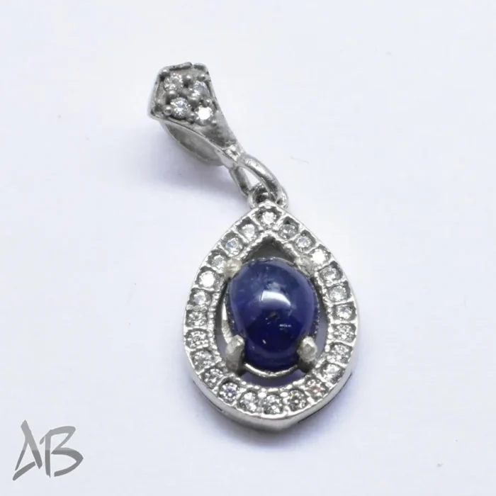 گردنبند نقره (مدالی) اصل یاقوت کبود سبک و ظریف کد Med129 - Image 5