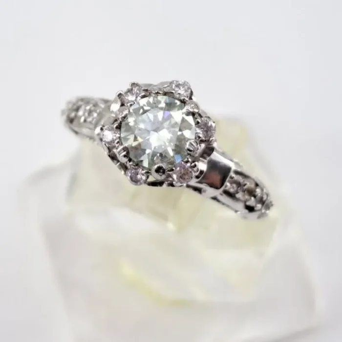 انگشتر نقره زنانه نگین موزانایت روسی شفاف و زیبا نقره 925 کد 387 - Image 5