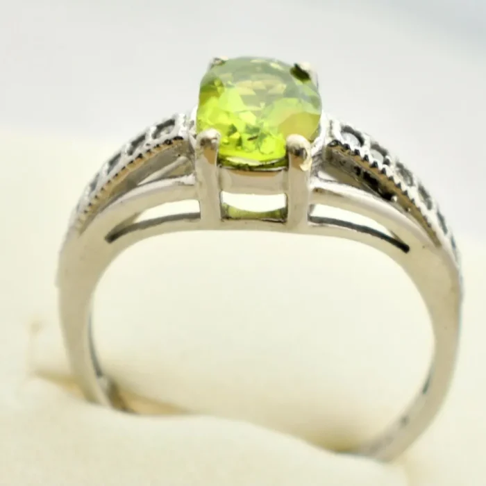 انگشتر نقره زنانه زبرجد معدنی اصل با پوشش رودیوم آقابزرگ کد 390 - Image 3