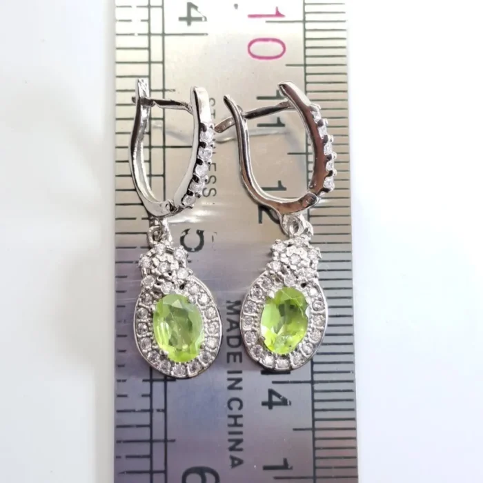 نیم ست نقره زبرجد اصل و معدنی (گوشواره و گردنبند) پوشش ضد حساسیت رودیوم کد Med131 - Image 3