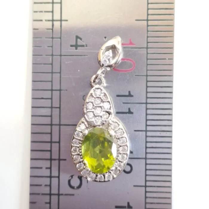 نیم ست نقره زبرجد اصل و معدنی (گوشواره و گردنبند) پوشش ضد حساسیت رودیوم کد Med131 - Image 7