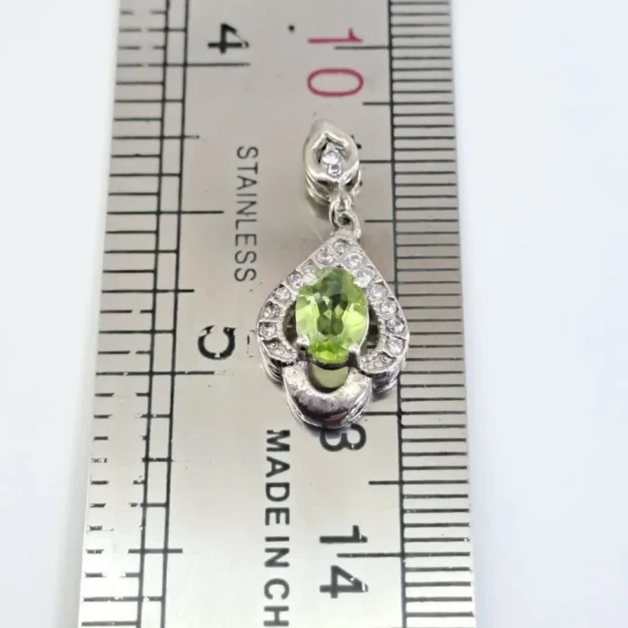 مدالی یا گردنبند زبرجد اصل پوشش رودیوم آقایزرگ کد Med132 - Image 4