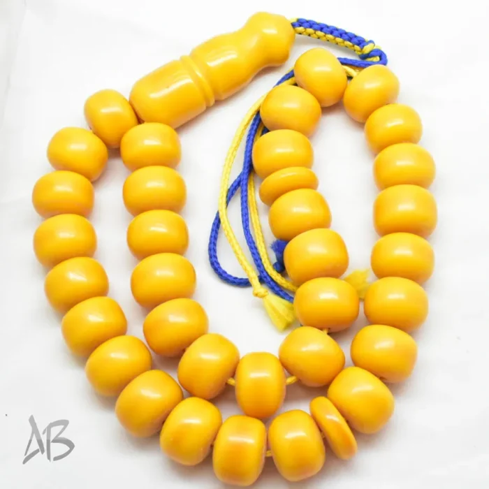 تسبیح سندلوس 33 دانه بودار زرد سایز 12 در 17 کد 1185 آقابزرگ - Image 7