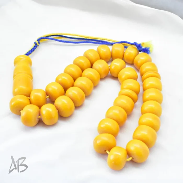 تسبیح سندلوس 33 دانه بودار زرد سایز 12 در 17 کد 1185 آقابزرگ - Image 8